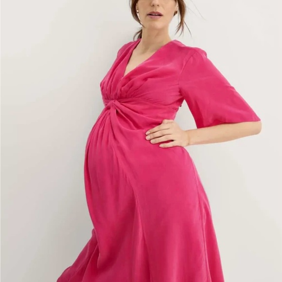 Hatch Pink Knee-Length Ruched Sundress with Flutter Sleeves - Picture 1 of 5